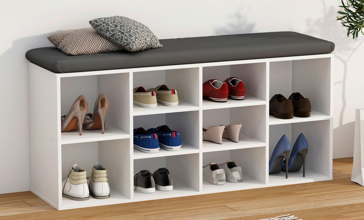 SCHUHREGAL 104/50/30 cm  - Weiss, Design, Holzwerkstoff (104/50/30cm) - MID.YOU