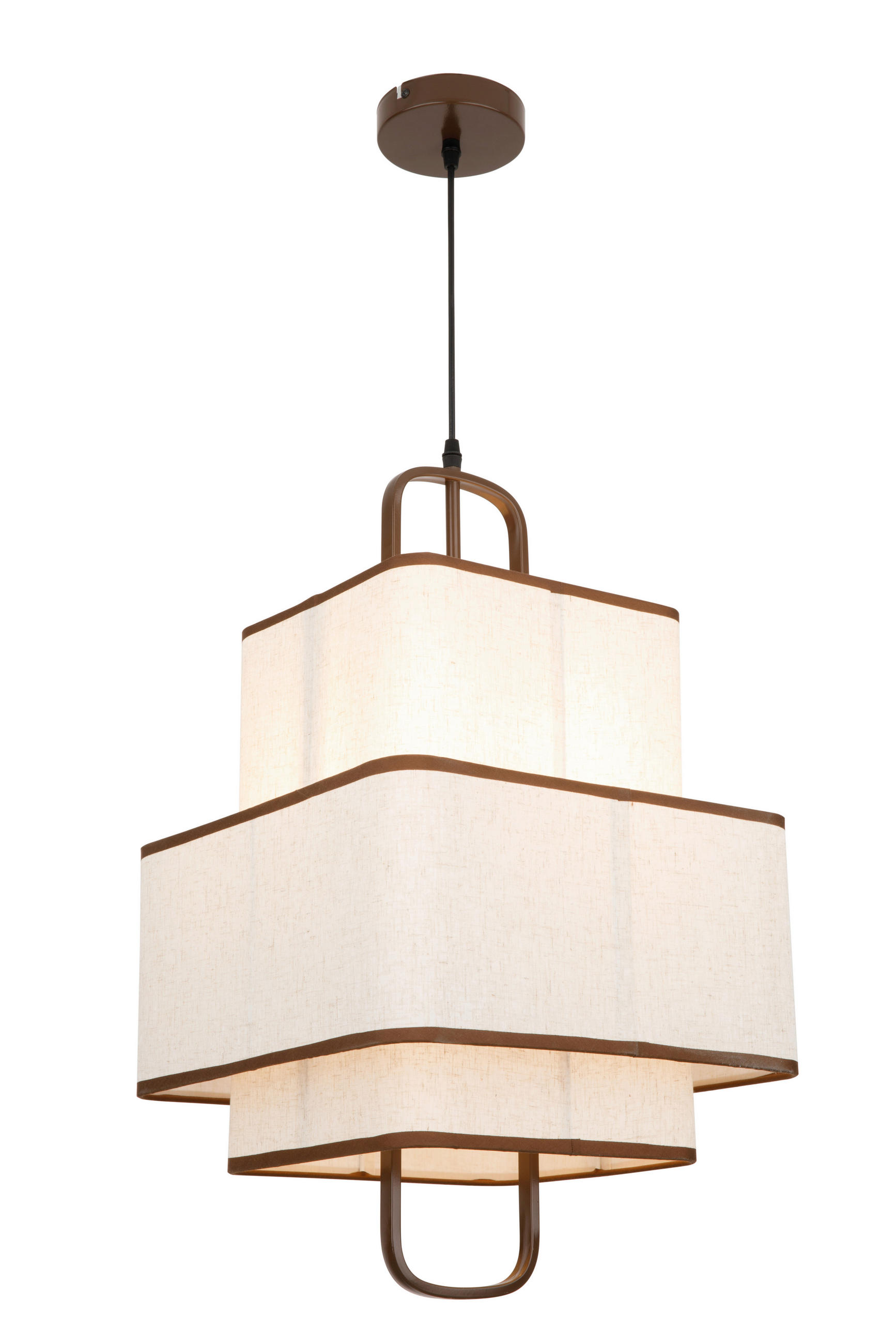HÄNGELEUCHTE 35/35/150 cm  - Dunkelbraun/Beige, Trend, Textil/Metall (35/35/150cm) - Collett's Monde