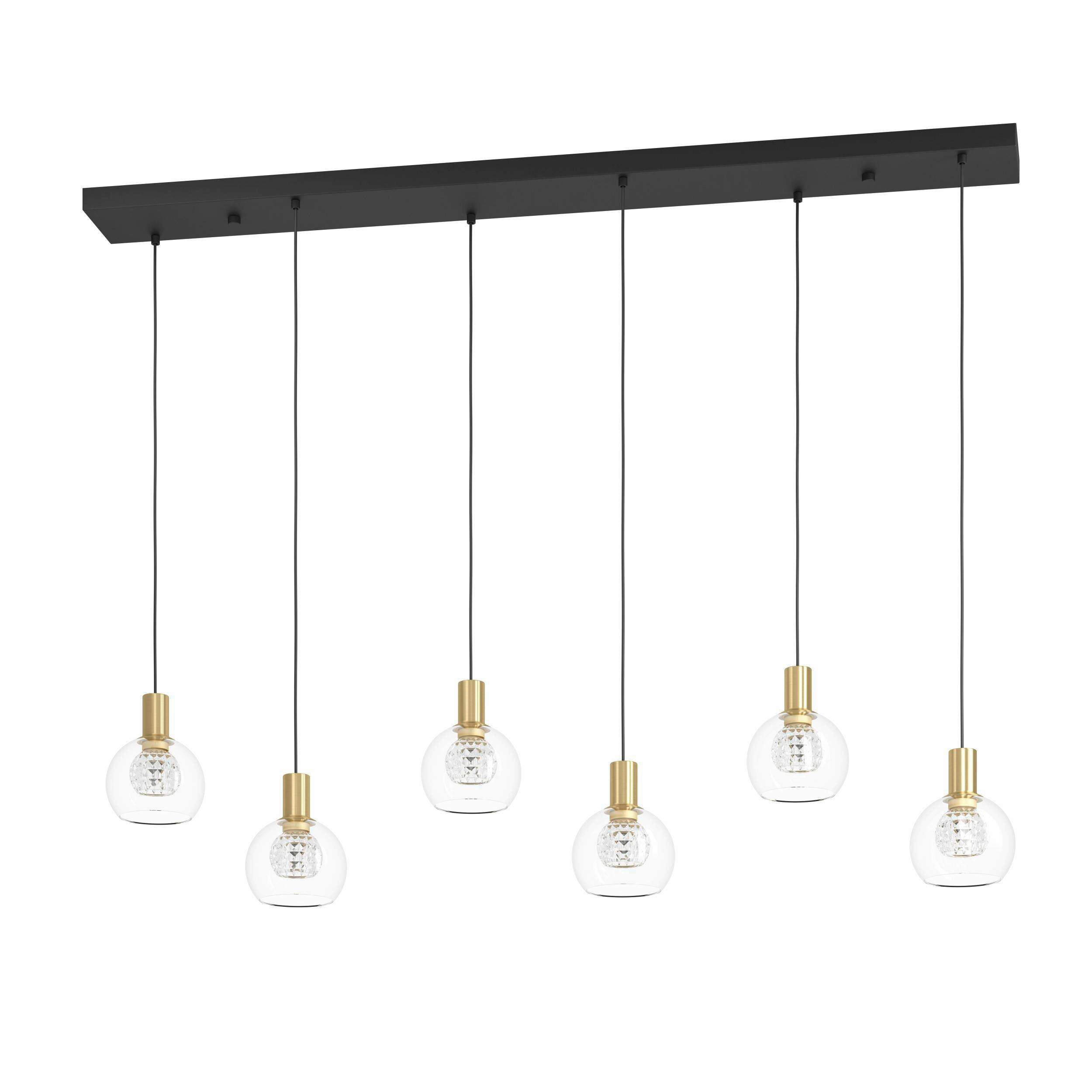 LED-HÄNGELEUCHTE 138/25/150 cm   - Messingfarben/Schwarz, Design, Glas/Metall (138/25/150cm) - Eglo