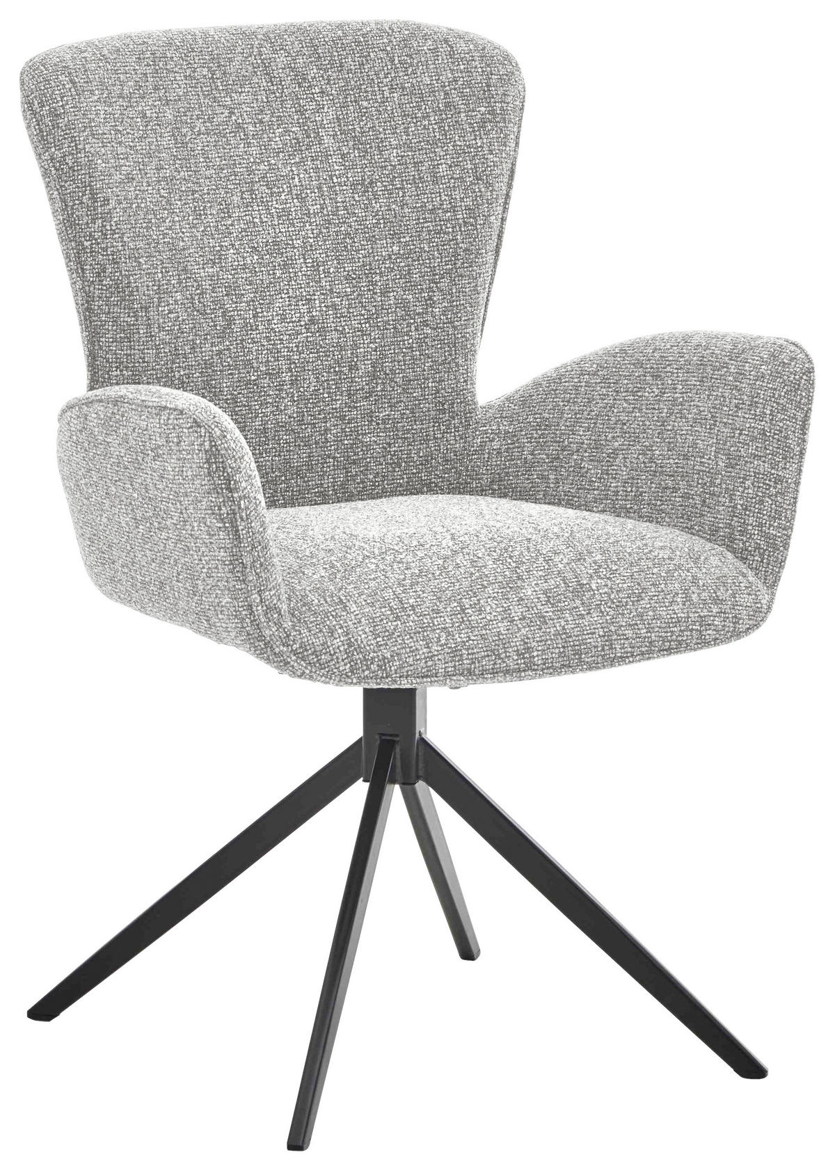 ARMLEHNSTUHL  in Eisen Jacquard, Flachgewebe  - Greige/Schwarz, Design, Textil/Metall (63/92/63cm) - Valdera