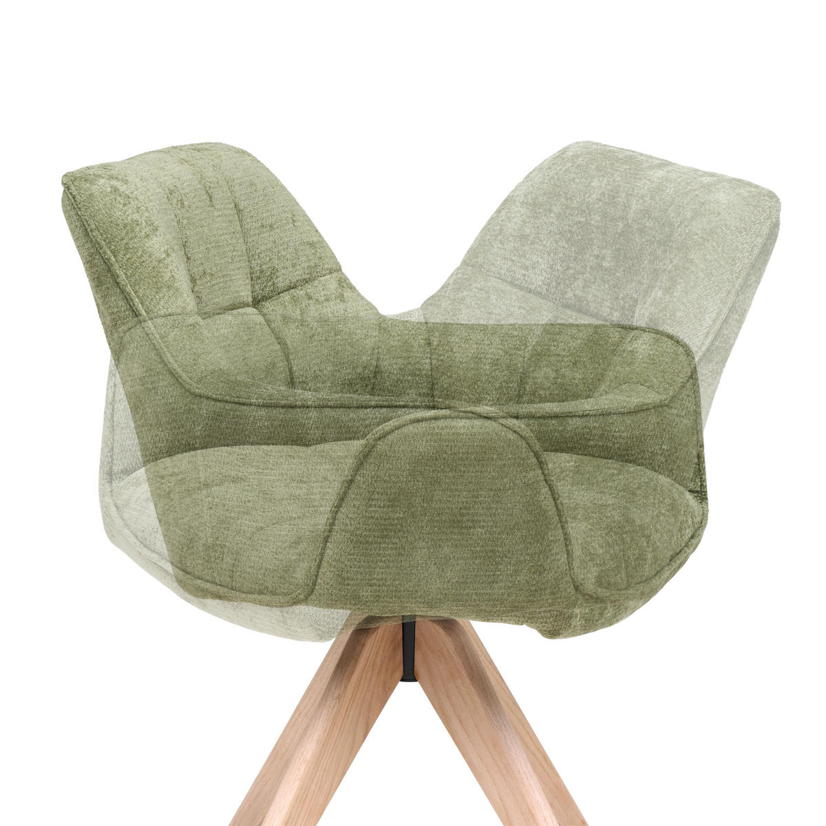 ARMLEHNSTUHL  Sitzfläche 360° drehbar Chenille  - Eichefarben/Grün, Basics, Holz/Textil (64/85/62cm) - Livetastic