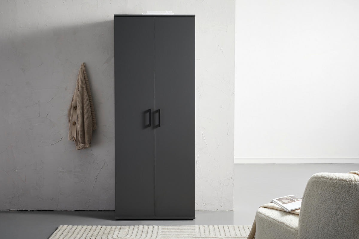 MEHRZWECKSCHRANK 70/178,9/33,4 cm  in Anthrazit  - Anthrazit/Schwarz, KONVENTIONELL, Holzwerkstoff/Kunststoff (70/178,9/33,4cm) - Xora