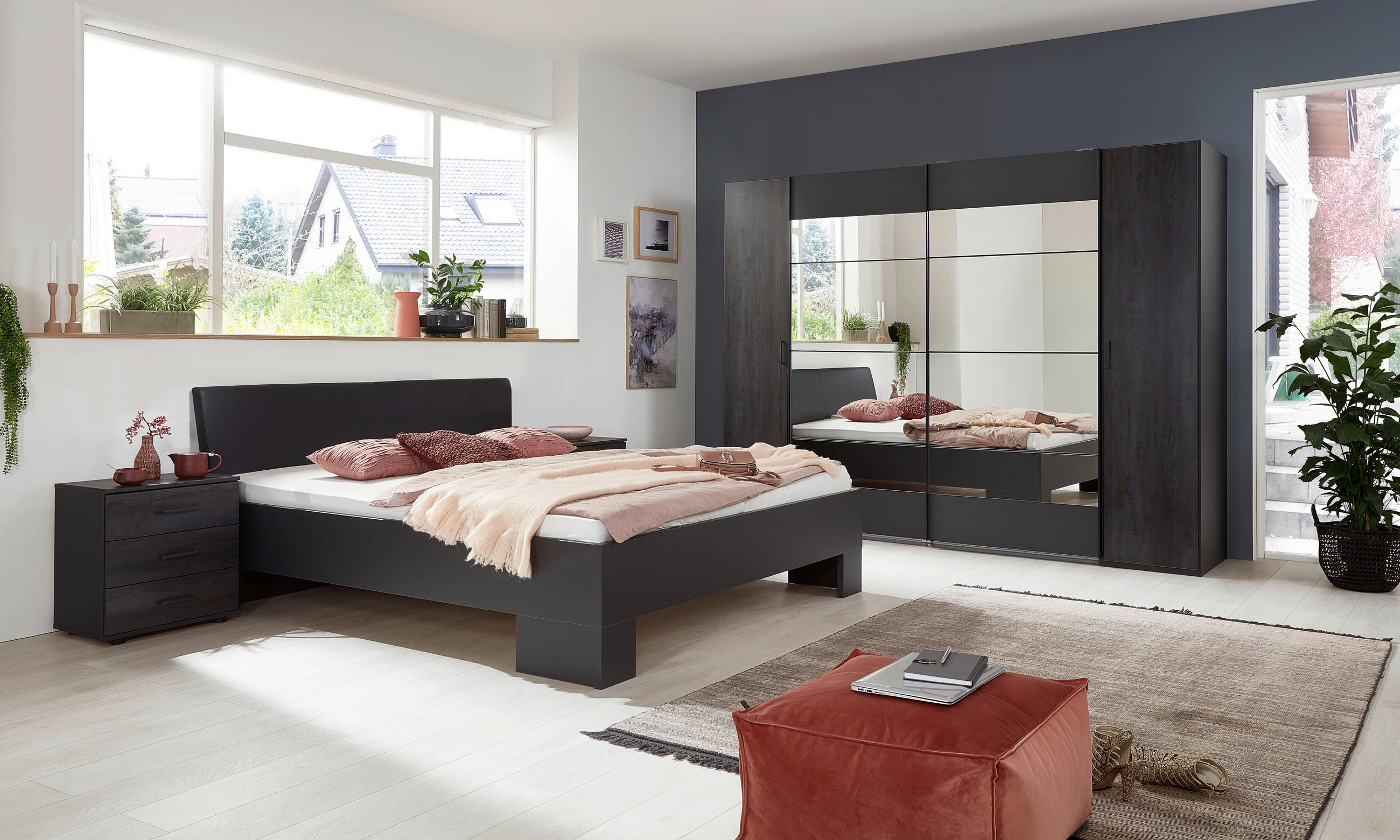 KLEIDERSCHRANK in Graphitfarben, Dunkelgrau - Dunkelgrau/Graphitfarben, Basics, Holzwerkstoff/Kunststoff (272/210/65cm) - MID.YOU
