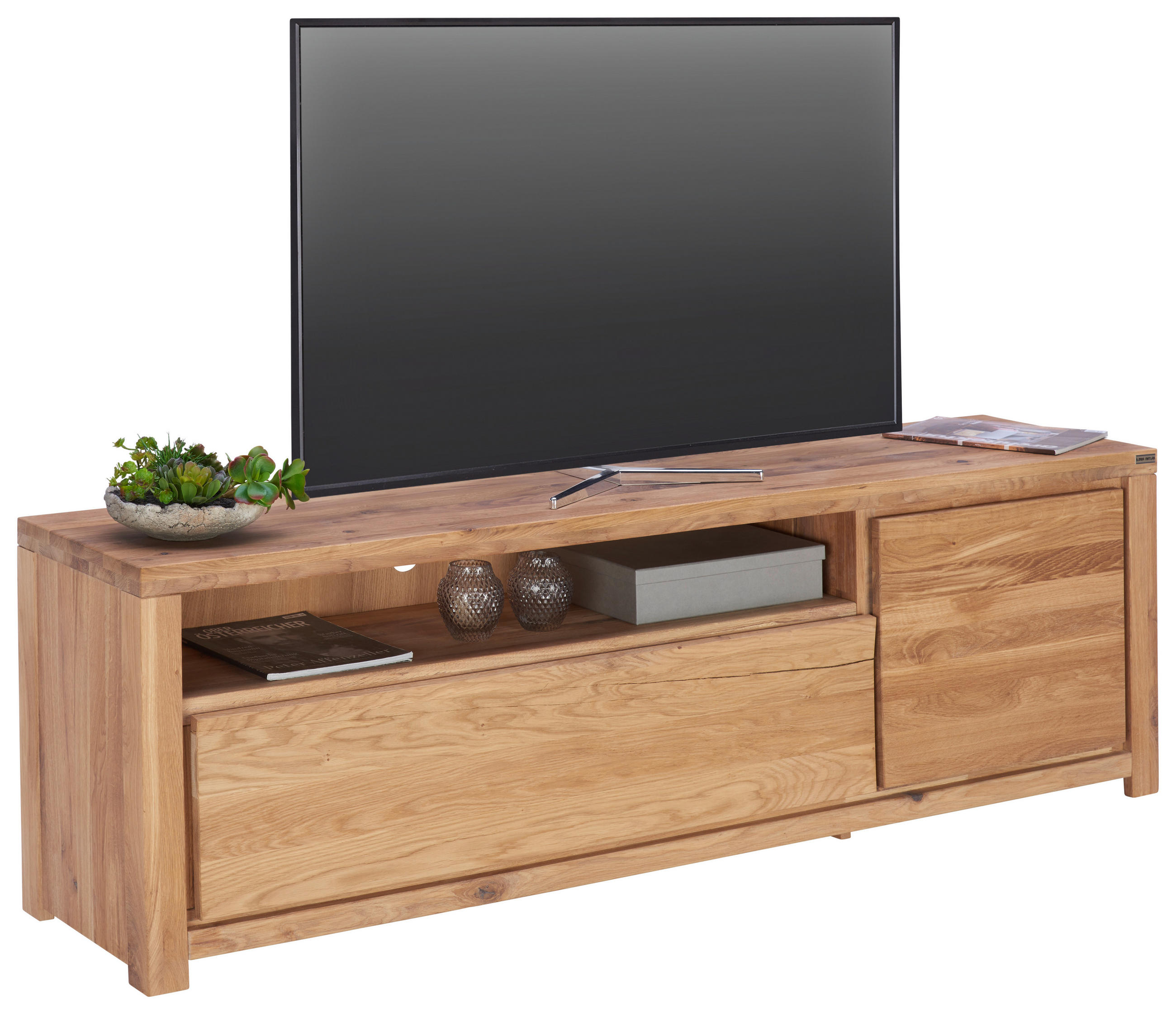 LOWBOARD Eiche massiv Eichefarben - Eichefarben, Natur, Holz (180/57/40cm) - Linea Natura