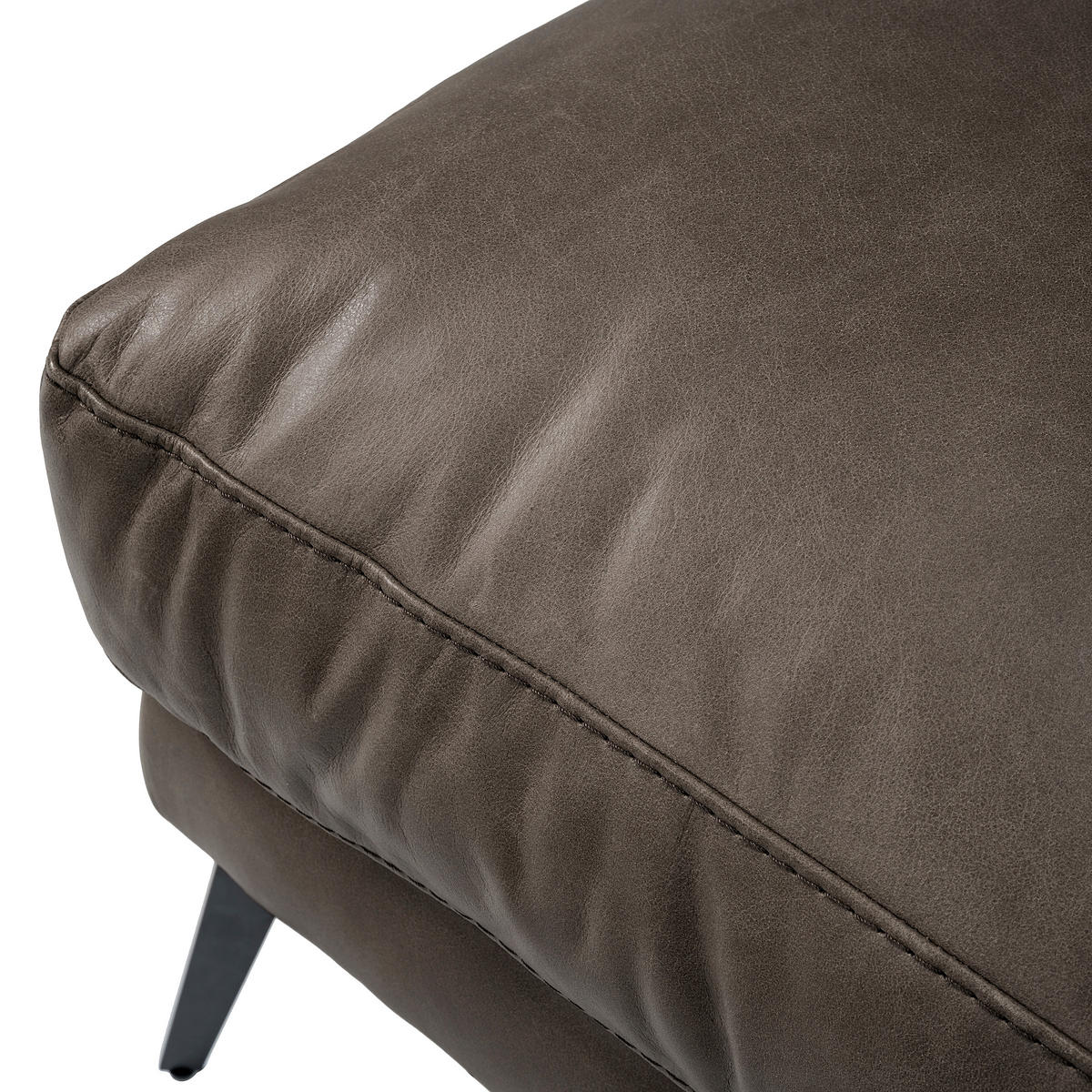 HOCKER Leder Fango  - Fango/Schwarz, Design, Leder/Metall (163/46/62cm) - Livetastic