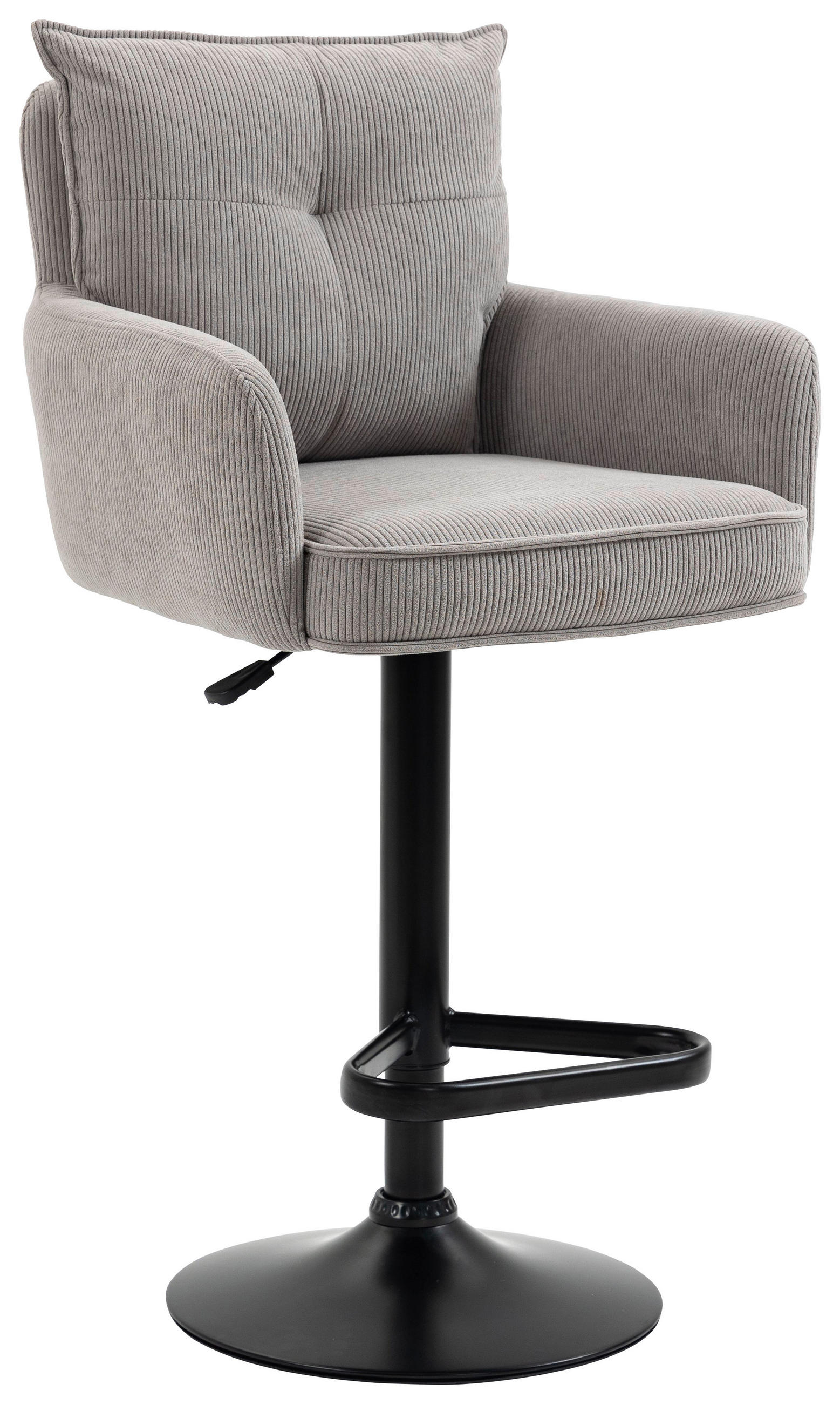 BARHOCKER Cord Schwarz, Taupe Eisen Stoffauswahl, Sitzfläche 360° drehbar, inklusive Armlehnen  - Taupe/Schwarz, Design, Textil/Metall (54/98-120/58cm) - Novel