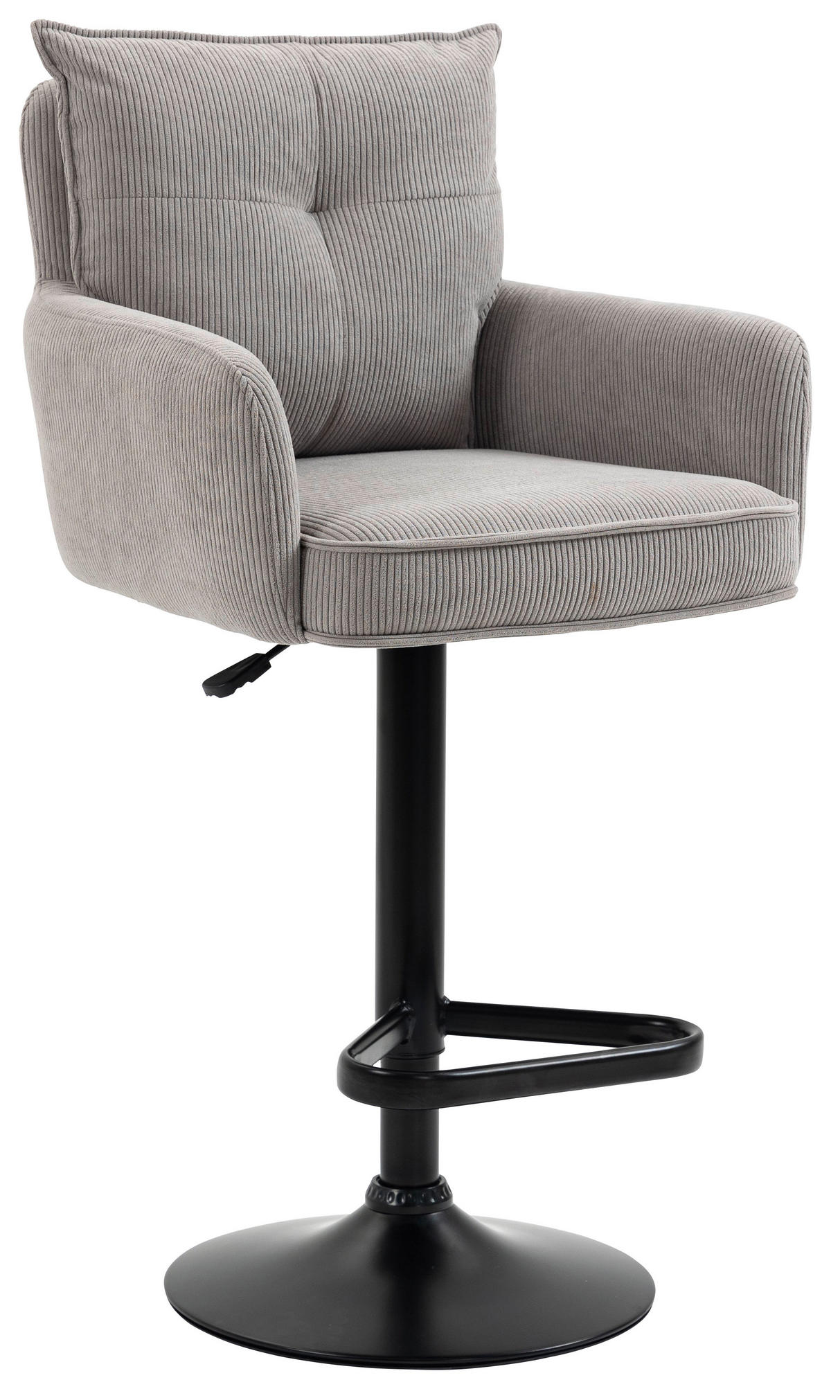 BARHOCKER Cord Schwarz, Taupe Eisen Stoffauswahl, Sitzfläche 360° drehbar, inklusive Armlehnen  - Taupe/Schwarz, Design, Textil/Metall (54/98-120/58cm) - Novel