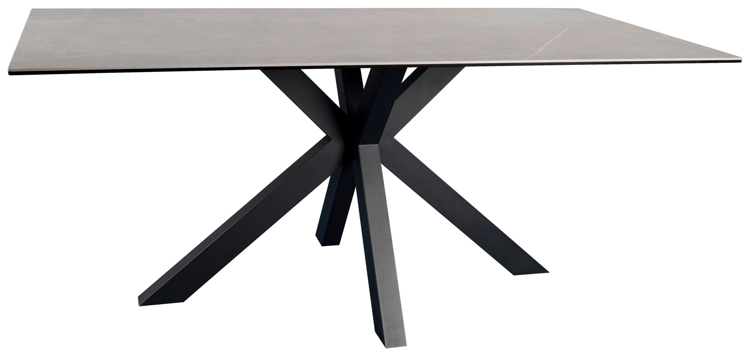 ESSTISCH in Metall, Glas, Keramik 180/90/76 cm  - Schwarz/Grau, Design, Glas/Keramik (180/90/76cm) - Novel