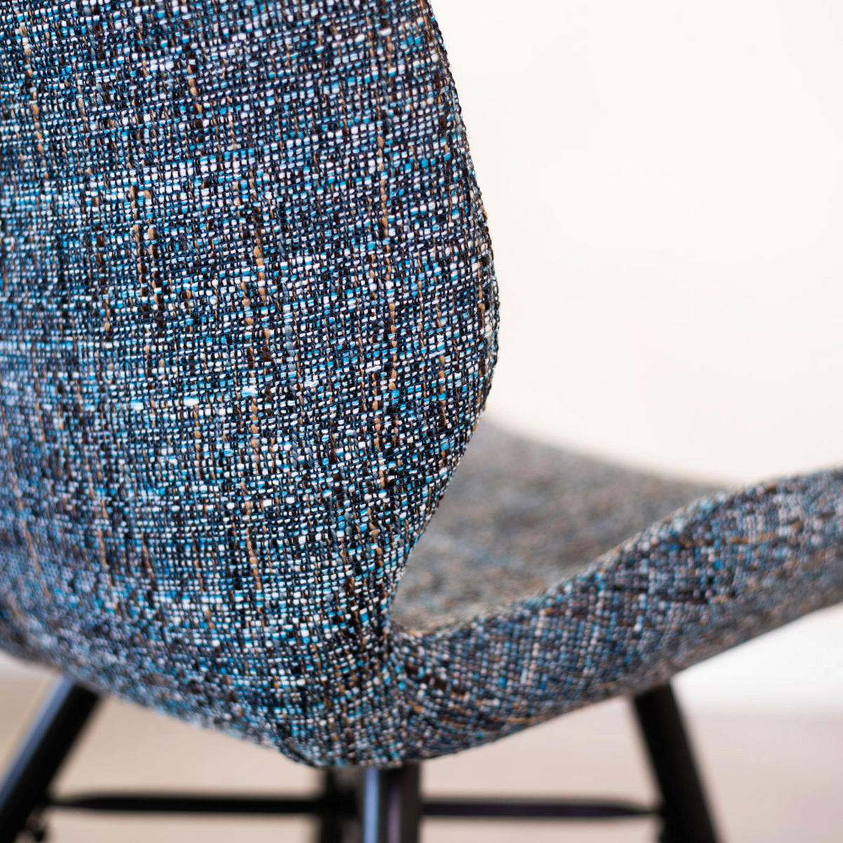 STUHL-SET 4 Stück  in Chenille Textil  - Blau/Schwarz, Design, Textil (47/82/55cm) - MID.YOU