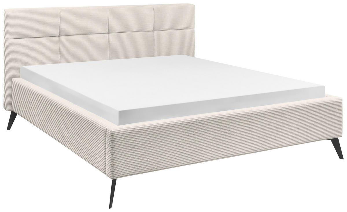 POLSTERBETT 180/200 cm  in Beige  - Beige/Schwarz, KONVENTIONELL, Textil/Metall (180/200cm) - SetOne by Musterring