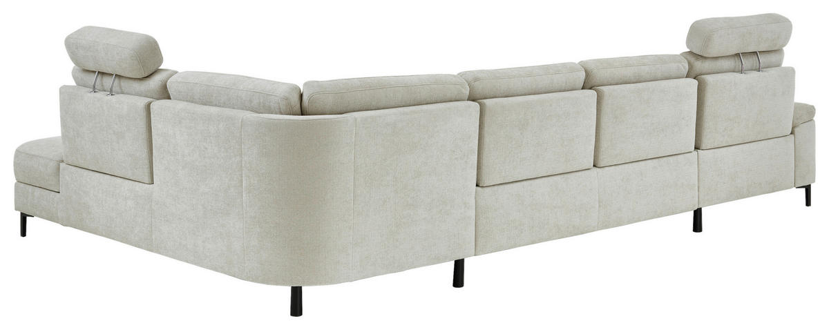 WOHNLANDSCHAFT Dieter Knoll Greige Chenille  - Greige/Schwarz, Design, Textil/Metall (175/349/235cm) - Dieter Knoll