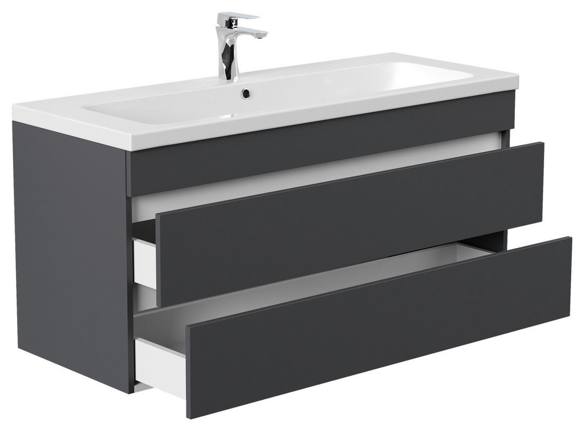 WASCHTISCHKOMBI 120 cm  - Graphitfarben/Weiß, Basics, Holzwerkstoff/Stein (120cm) - MID.YOU