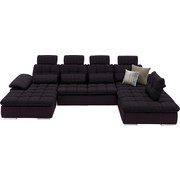 WOHNLANDSCHAFT in Textil Violett - Chromfarben/Violett, Design, Textil/Metall (170/342/198cm) - Beldomo Style
