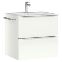 WASCHTISCHKOMBI 61 cm  - Edelstahlfarben/Weiß Hochglanz, MODERN, Holzwerkstoff/Stein (61cm) - Nobilia