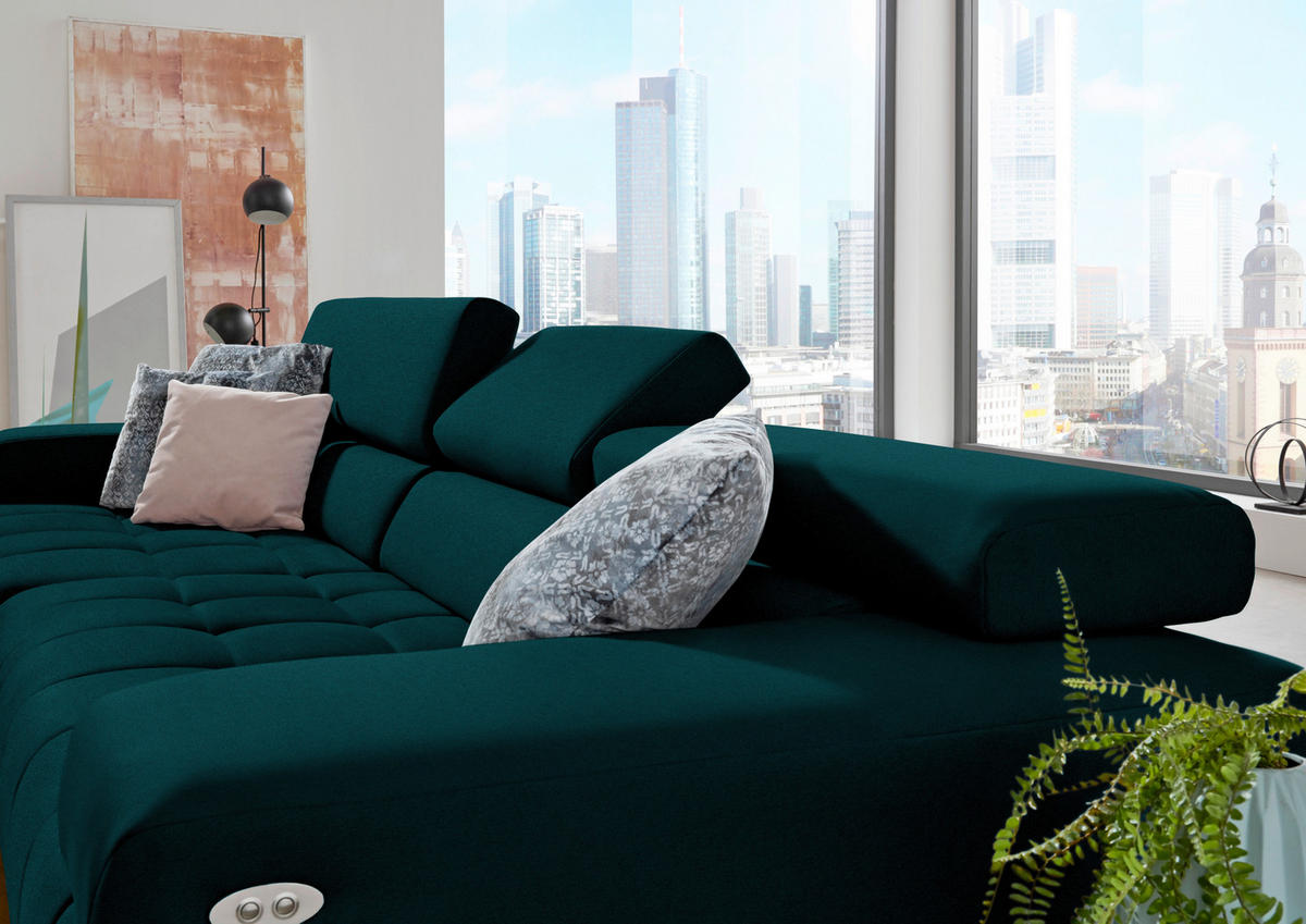 ECKSOFA Mikrofaser Opal  - Silberfarben/Opal, Design, Textil/Metall (190/335cm) - Beldomo Speed