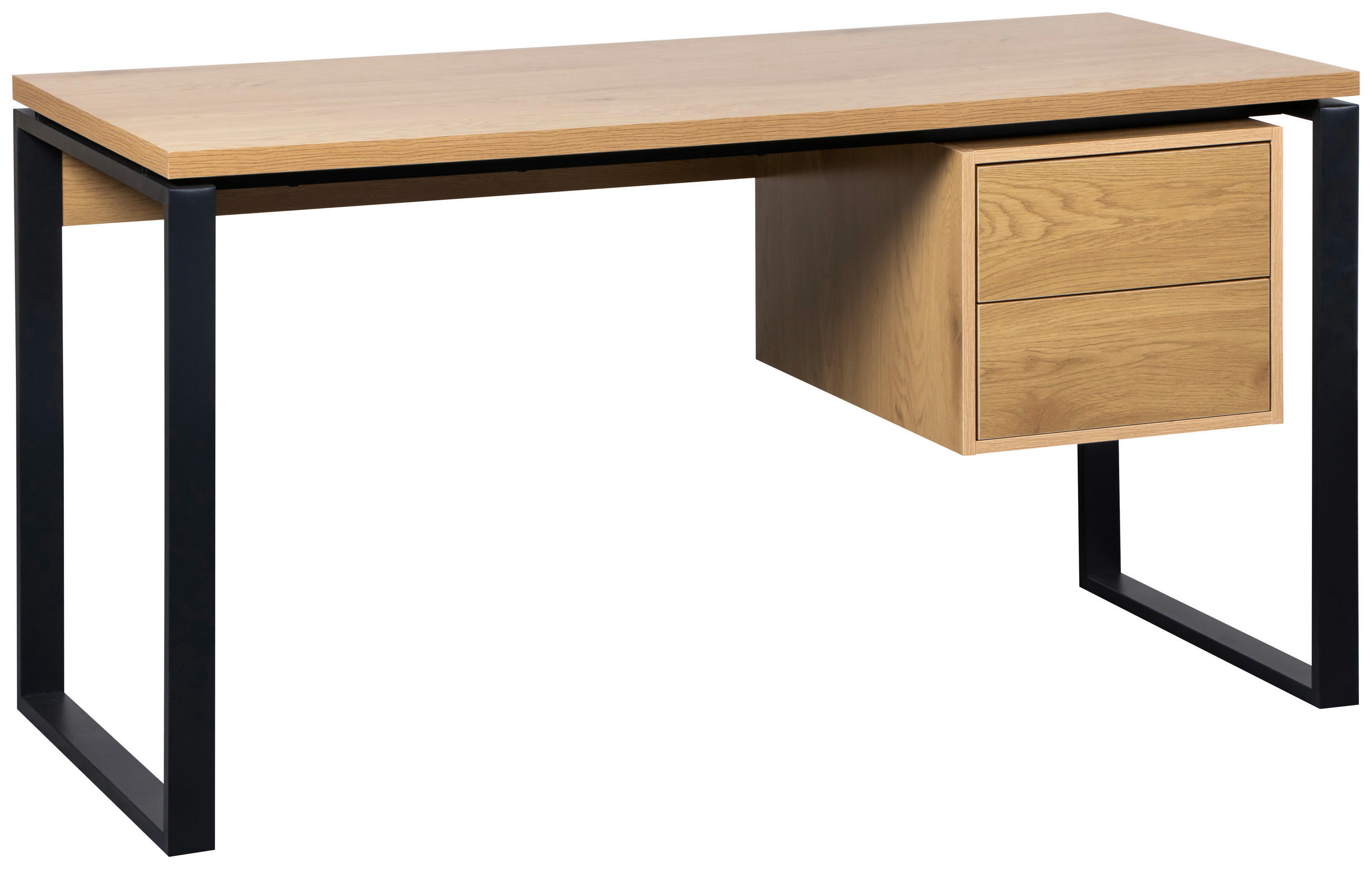 Livetastic Schreibtisch Schwarz, Eiche 60x75x140 cm