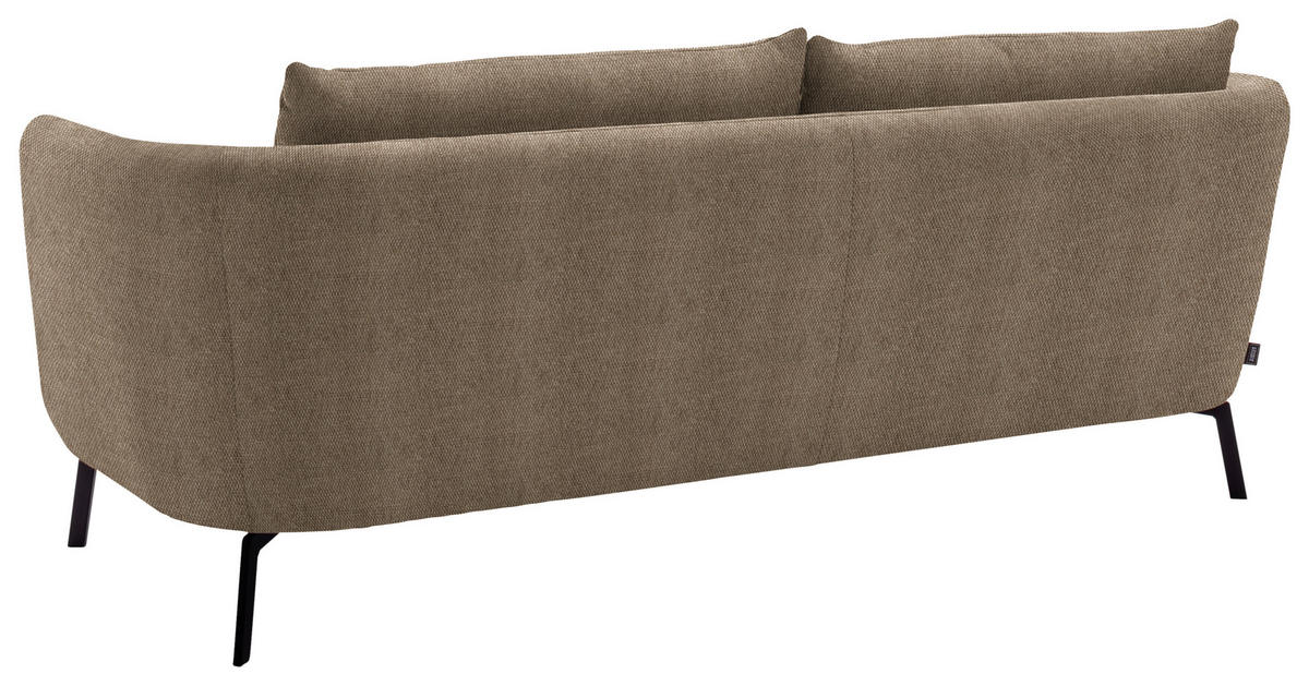 3-SITZER-SOFA  in Flachgewebe Hellbraun  - Hellbraun/Schwarz, Design, Textil/Metall (210/71/91cm) - Schöner Wohnen