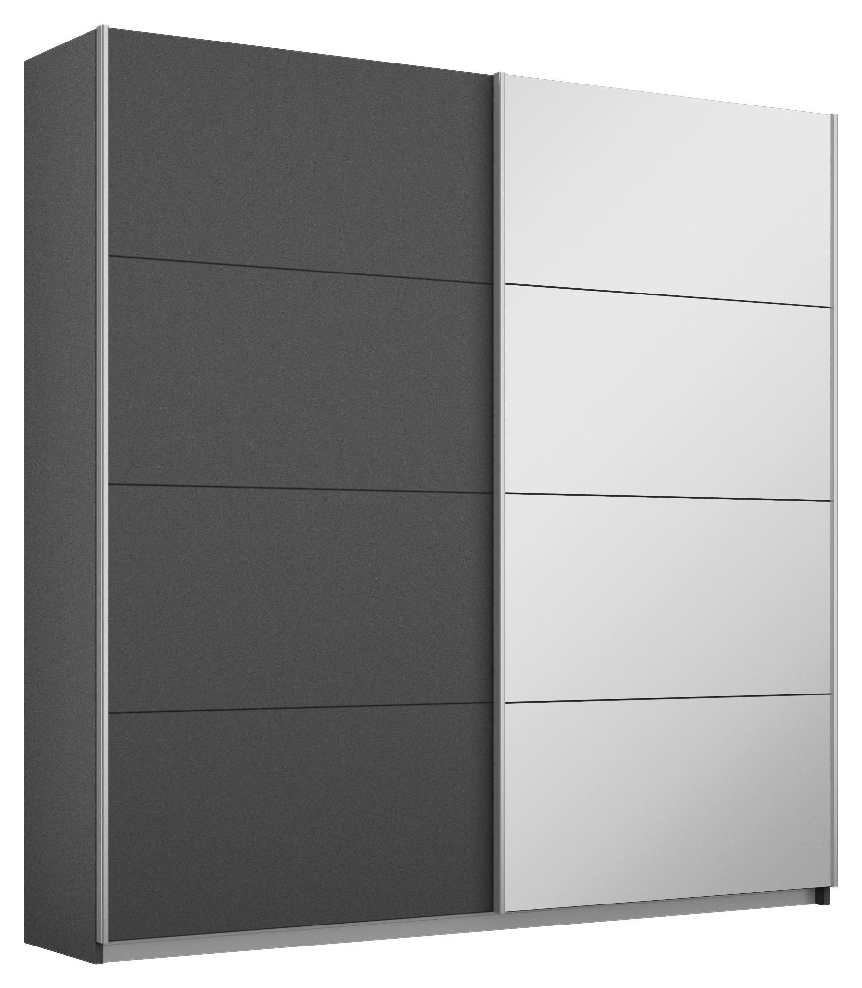 SCHWEBETÜRENSCHRANK 181/197/61 cm 2-türig Graphitfarben  - Graphitfarben/Alufarben, MODERN, Holzwerkstoff/Metall (181/197/61cm) - Rauch Möbel