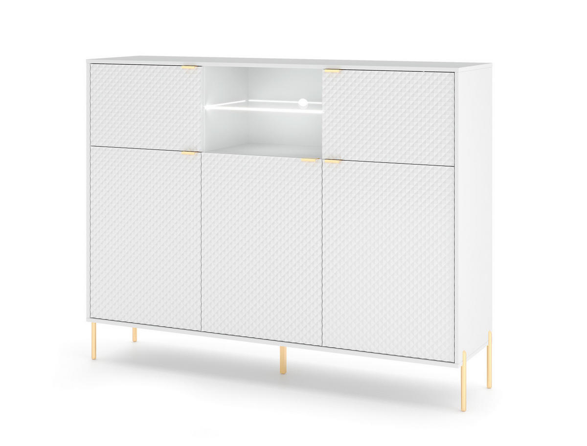 SIDEBOARD  in 154/125,9/42 cm  - Goldfarben/Weiß, Design, Glas/Holzwerkstoff (154/125,9/42cm) - MID.YOU
