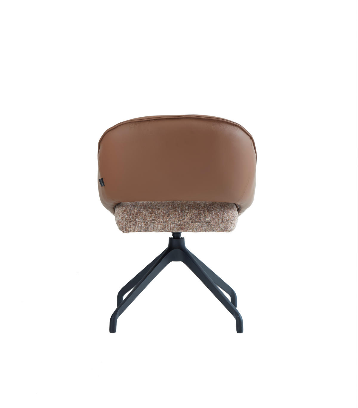 ARMLEHNSTUHL  Sitzfläche 360° drehbar, automatische Rückholfunktion Leinenoptik Echtleder  Schwarz, Cognac  - Cognac/Schwarz, Design, Leder/Textil (60/81/63.5cm) - Dieter Knoll
