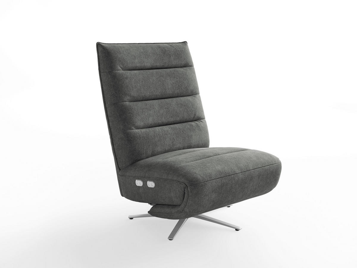 RELAXSESSEL in Textil Dunkelgrau  - Dunkelgrau/Silberfarben, Basics, Textil/Metall (80/109/98cm) - Sit & More