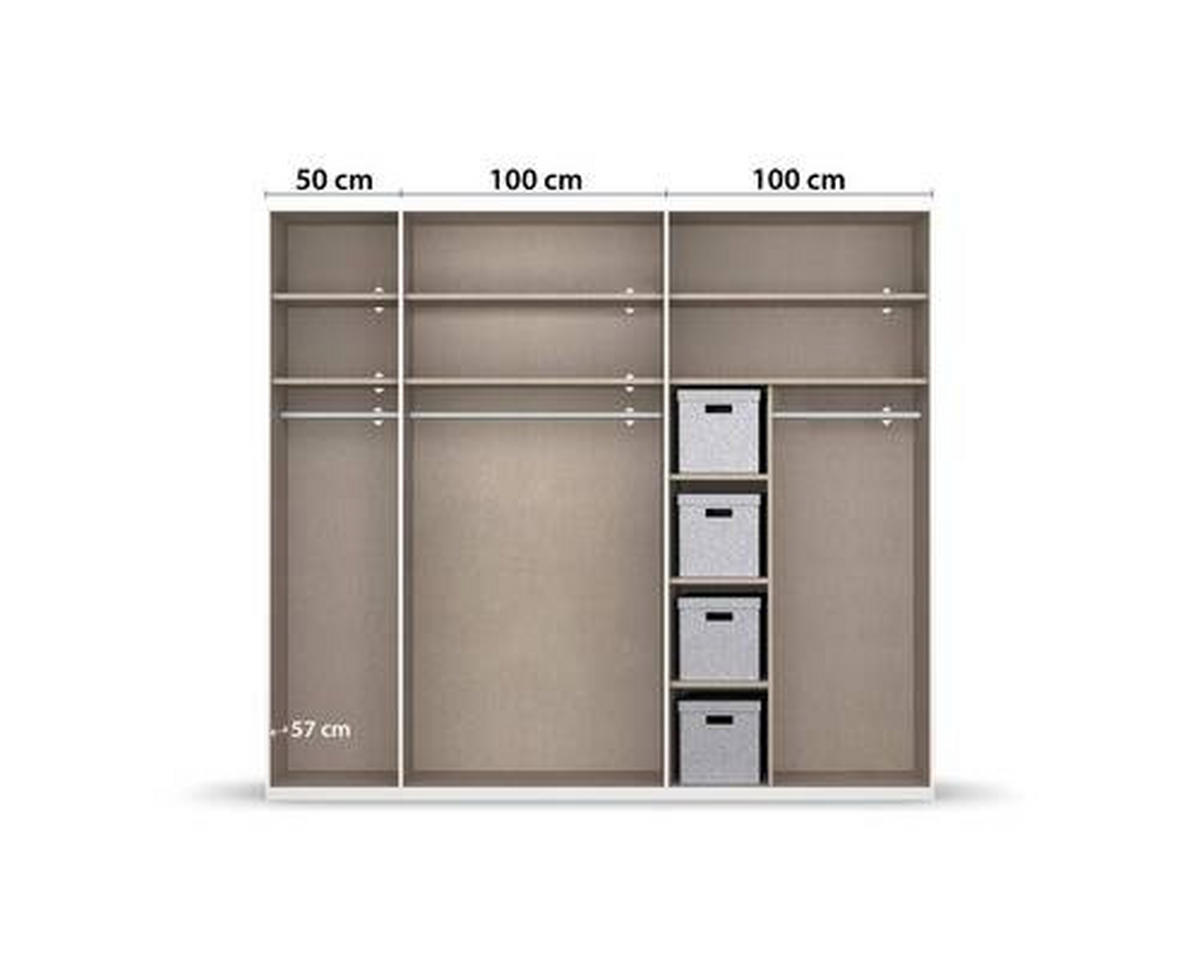 DREHTÜRENSCHRANK 251/223/60 cm 5-türig Weiß  - Chromfarben/Weiß, Design, Holzwerkstoff/Metall (251/223/60cm) - home24