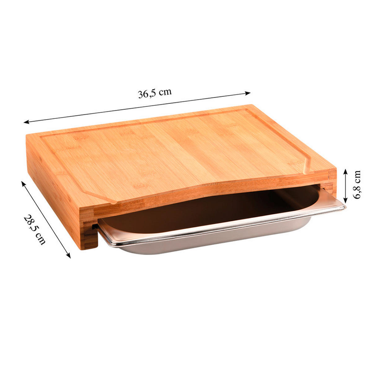 SCHNEIDEBRETT Holz, Metall Bambus  - Hellbraun/Edelstahlfarben, Basics, Holz/Metall (36,5/6,8/28,5cm) - Kesper