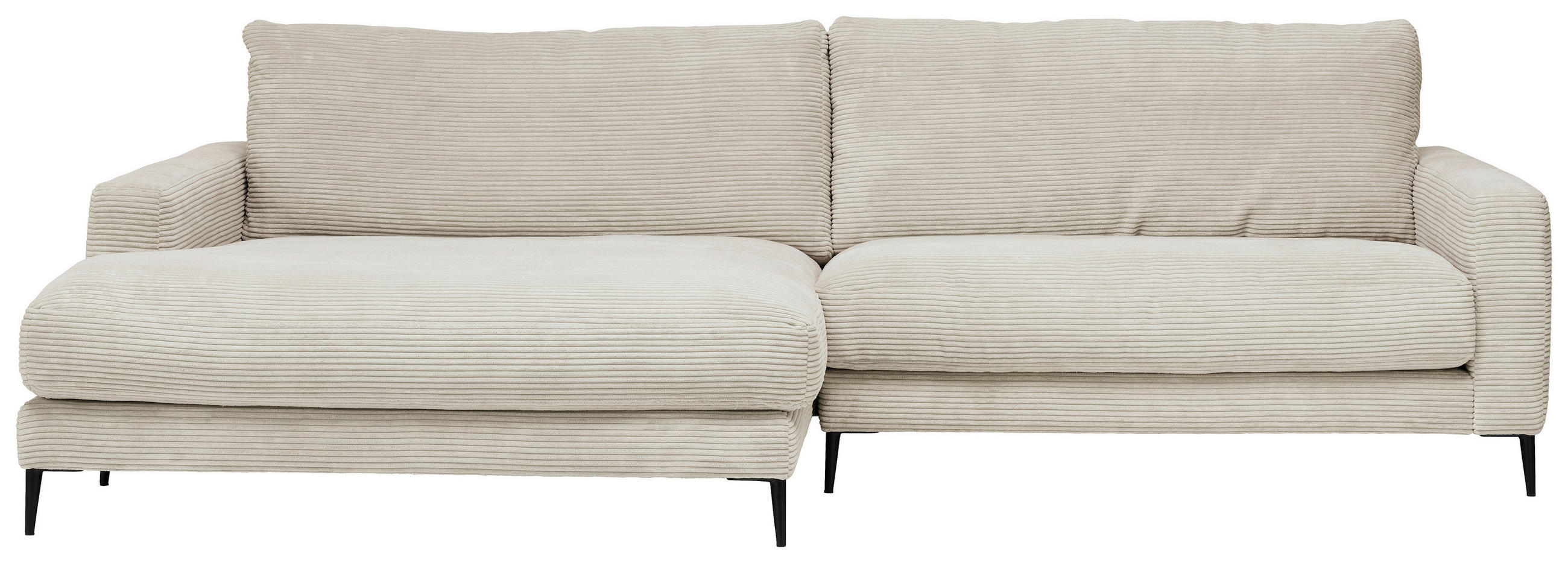 ECKSOFA in Cord Naturfarben, Beige  - Beige/Schwarz, Design, Textil/Metall (190/272cm) - Lomoco