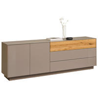 LOWBOARD Taupe, Eichefarben  207/69/42 cm  - Taupe/Eichefarben, Design, Glas/Holz (207/69/42cm) - Novel
