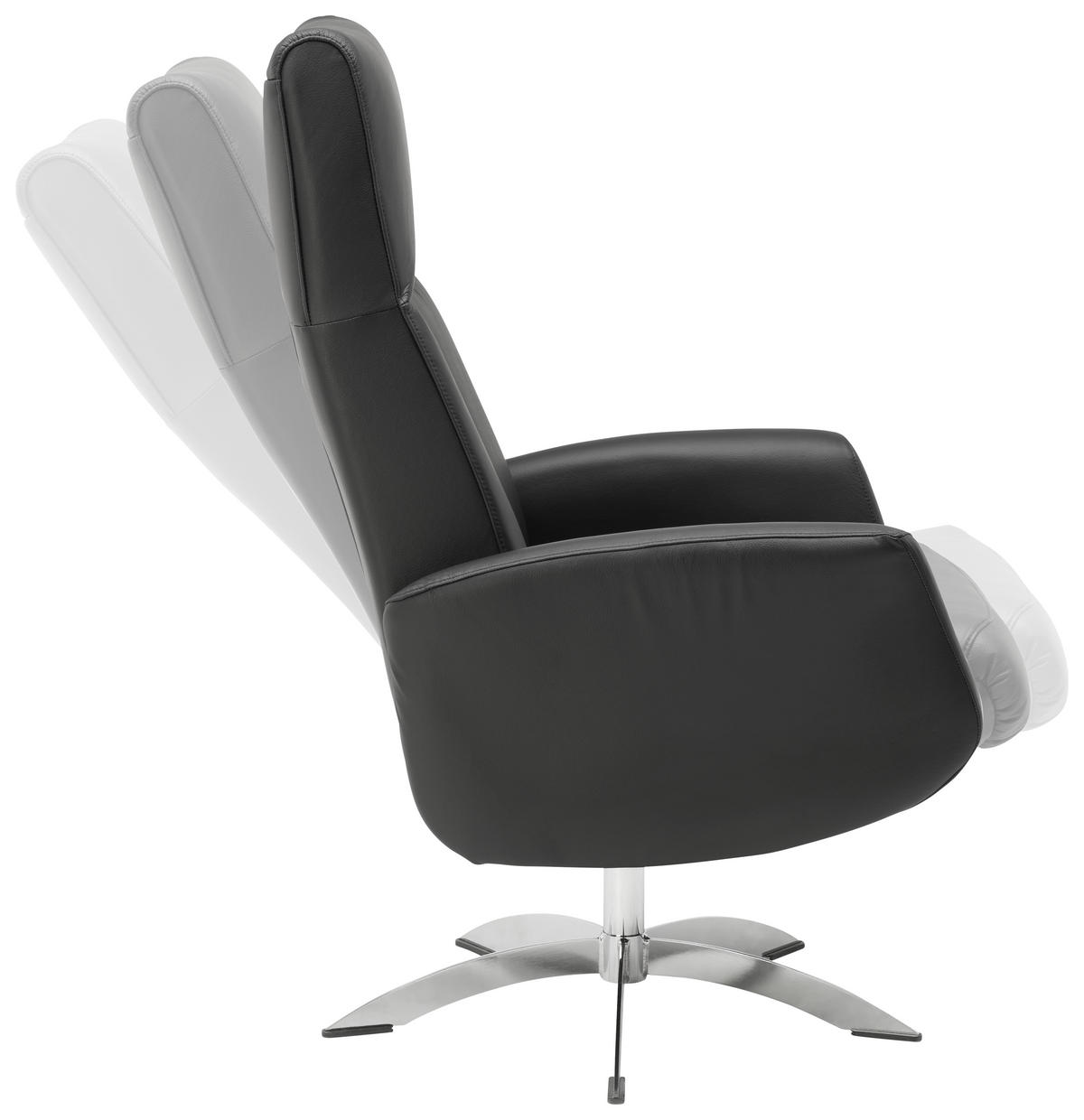 RELAXAČNÍ KŘESLO, kůže, černá - černá, Design, kov/kůže (71/105/75cm) - Welnova