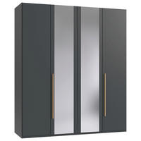 DREHTÜRENSCHRANK Graphitfarben, Eiche Artisan 4  - Graphitfarben/Eiche Artisan, MODERN, Glas/Holzwerkstoff (180/208/58cm) - Chameo