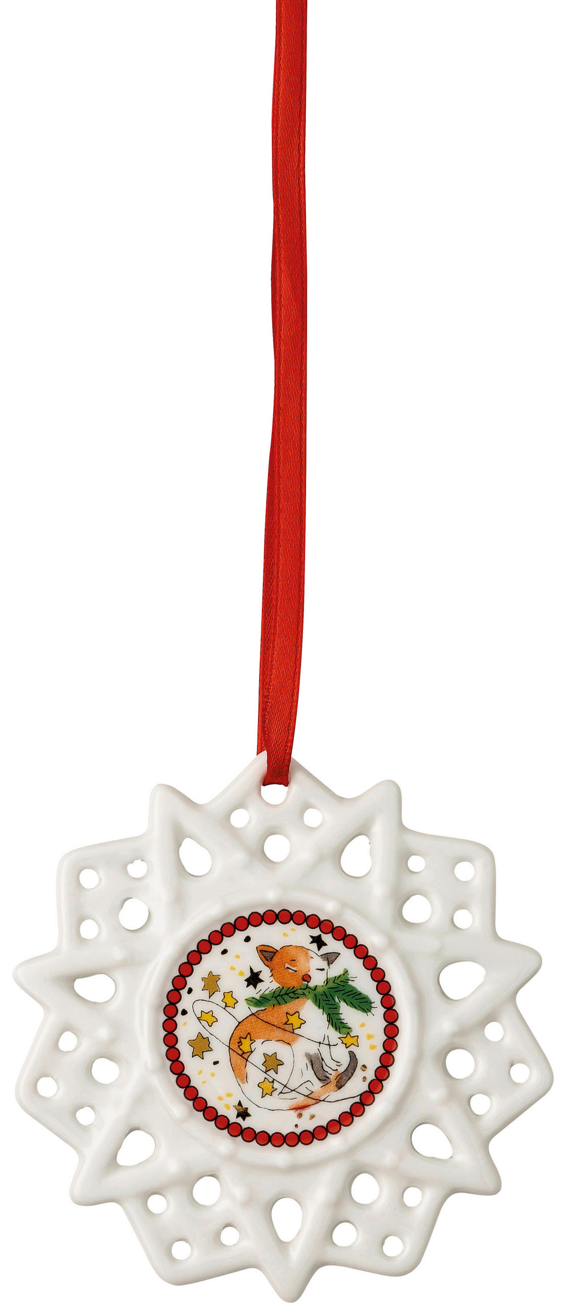 Schmuckstern Katze 2024  - Multicolor/Weiß, MODERN, Keramik (7,8cm) - Hutschenreuther