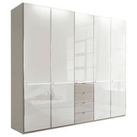 KLEIDERSCHRANK in Grau, Weiss  - Chromfarben/Weiss, Design, Glas/Holzwerkstoff (250/216/58cm) - Novel