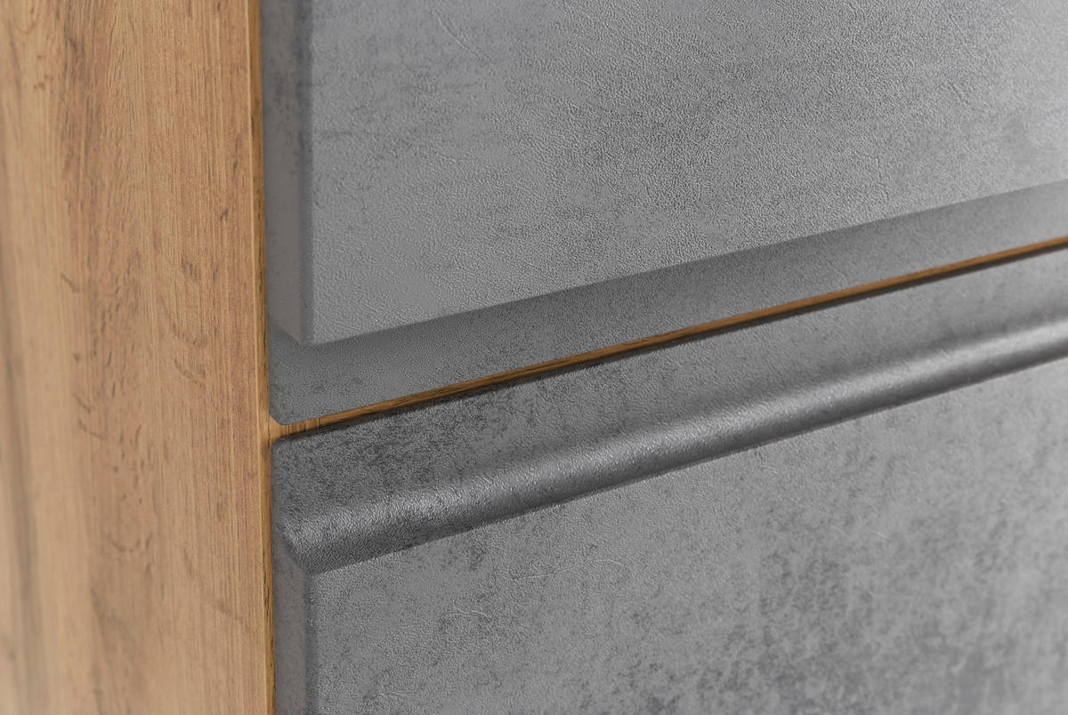 MIDISCHRANK 65/130/35 cm  - Silberfarben/Eiche Wotan, Modern, Holzwerkstoff/Kunststoff (65/130/35cm) - Held