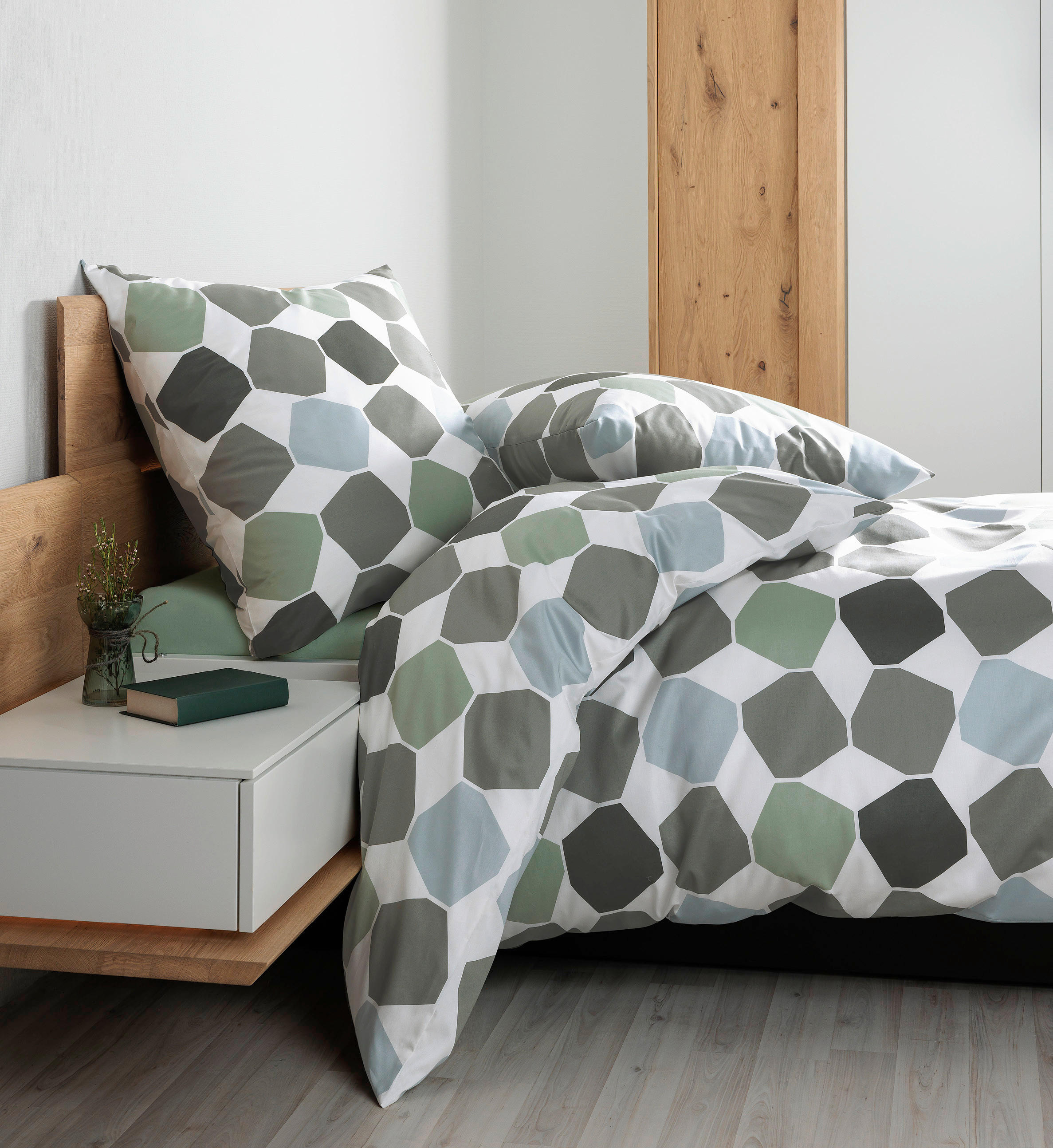 POSTELJNINA 135/200 cm mako saten zelena  - zelena, Konvencionalno, tekstil (135/200cm) - Janine