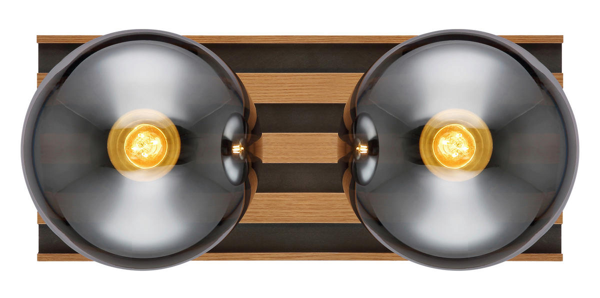 DECKENLEUCHTE Parsons 35/15/20 cm  - Schwarz/Braun, Design, Glas/Holzwerkstoff (35/15/20cm) - Globo
