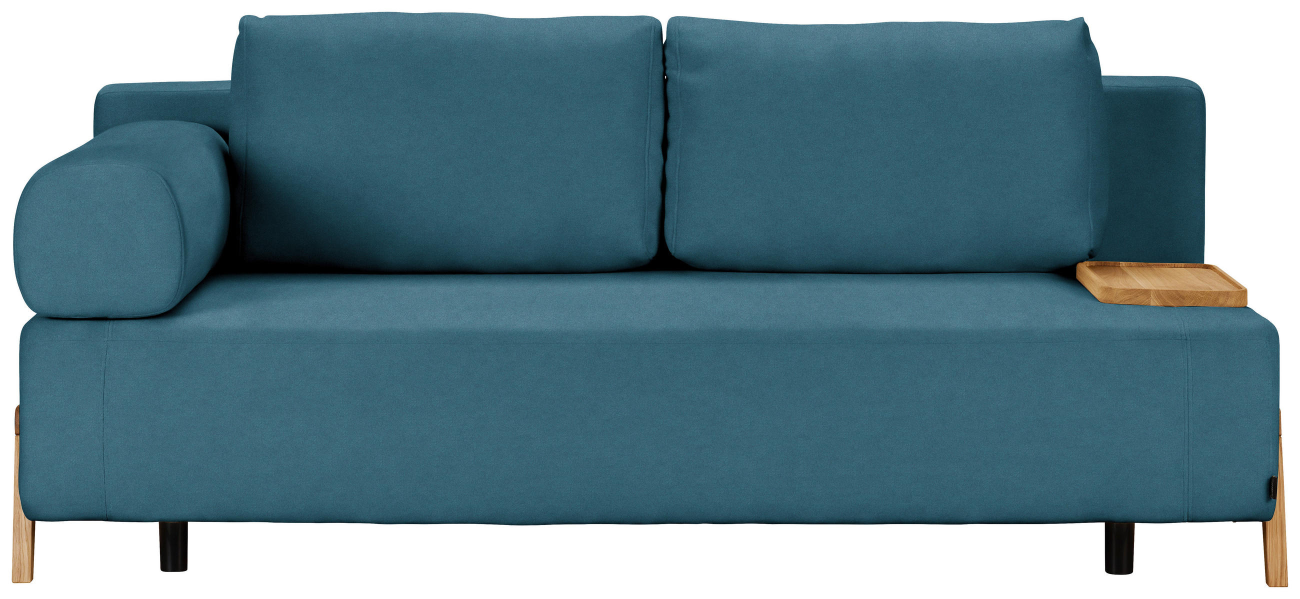 SCHLAFSOFA Mikrofaser Blau  - Blau/Naturfarben, Design, Holz/Textil (211/88/102cm) - Niels Andersson