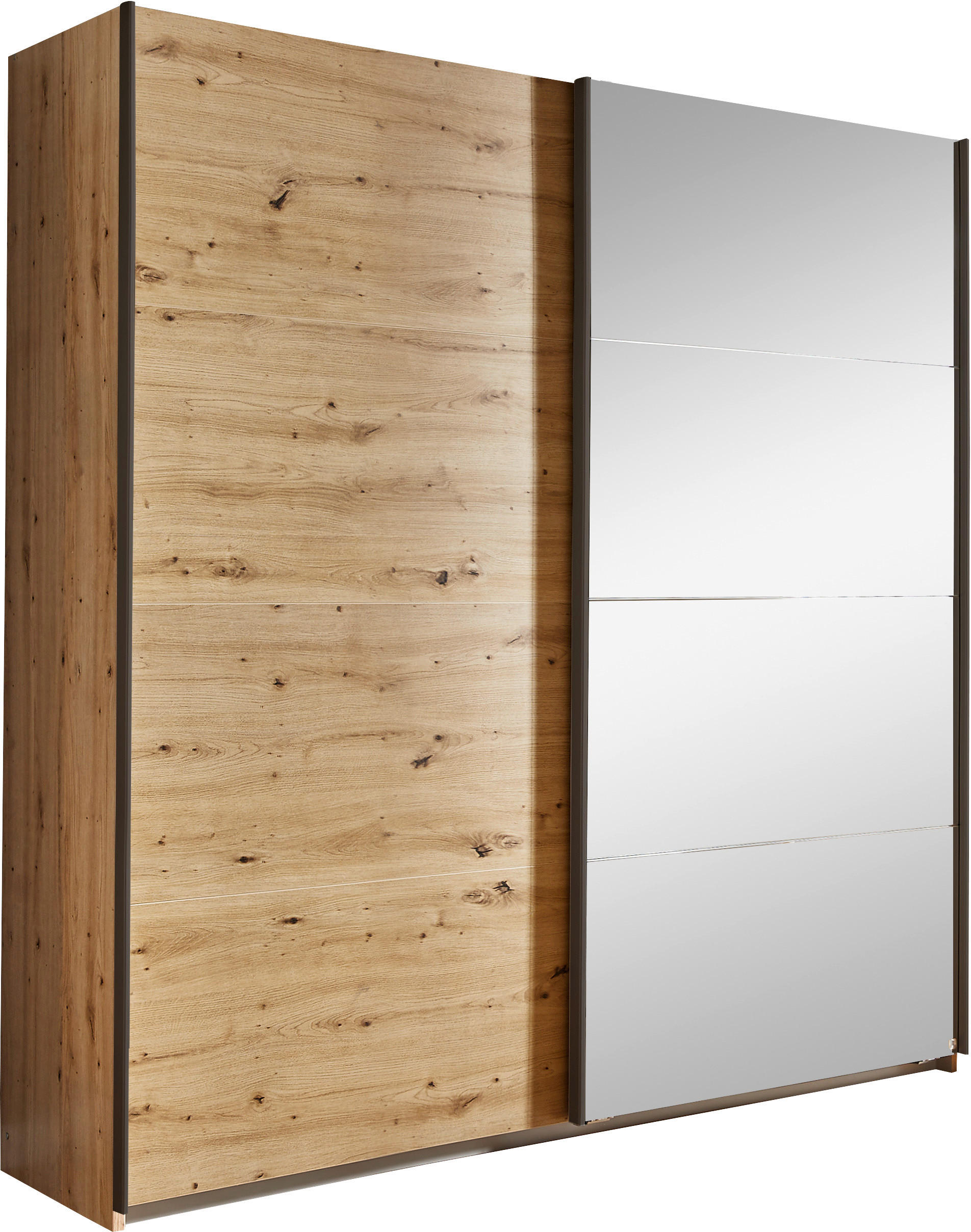 SCHWEBETÜRENSCHRANK in Eiche Artisan  - Eiche Artisan/Grau, Konventionell, Glas/Holzwerkstoff (181/210/62cm) - Xora