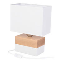STOLNÍ LAMPA, E27, 20/10,5/27 cm - bílá/přírodní barvy, Basics, dřevo (20/10,5/27cm)