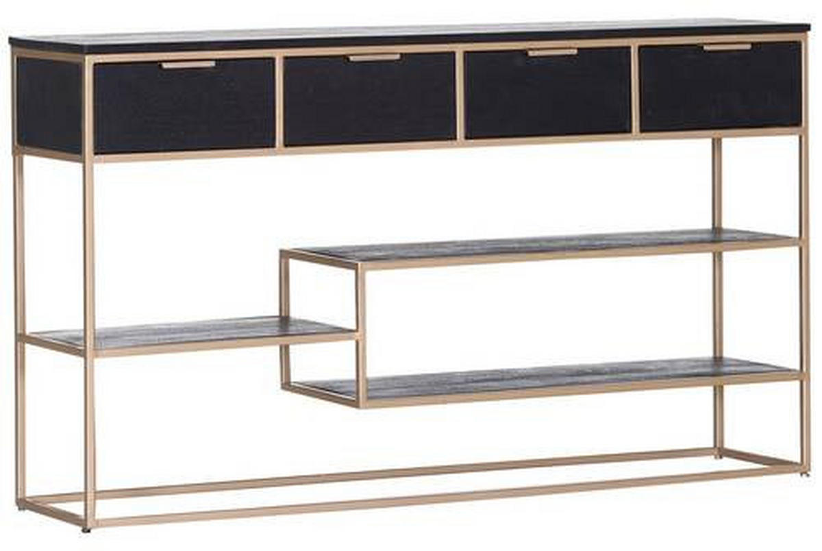 KONSOLENTISCH in Holz 141/33/80 cm   - Goldfarben/Schwarz, Design, Holz/Metall (141/33/80cm) - Lomoco