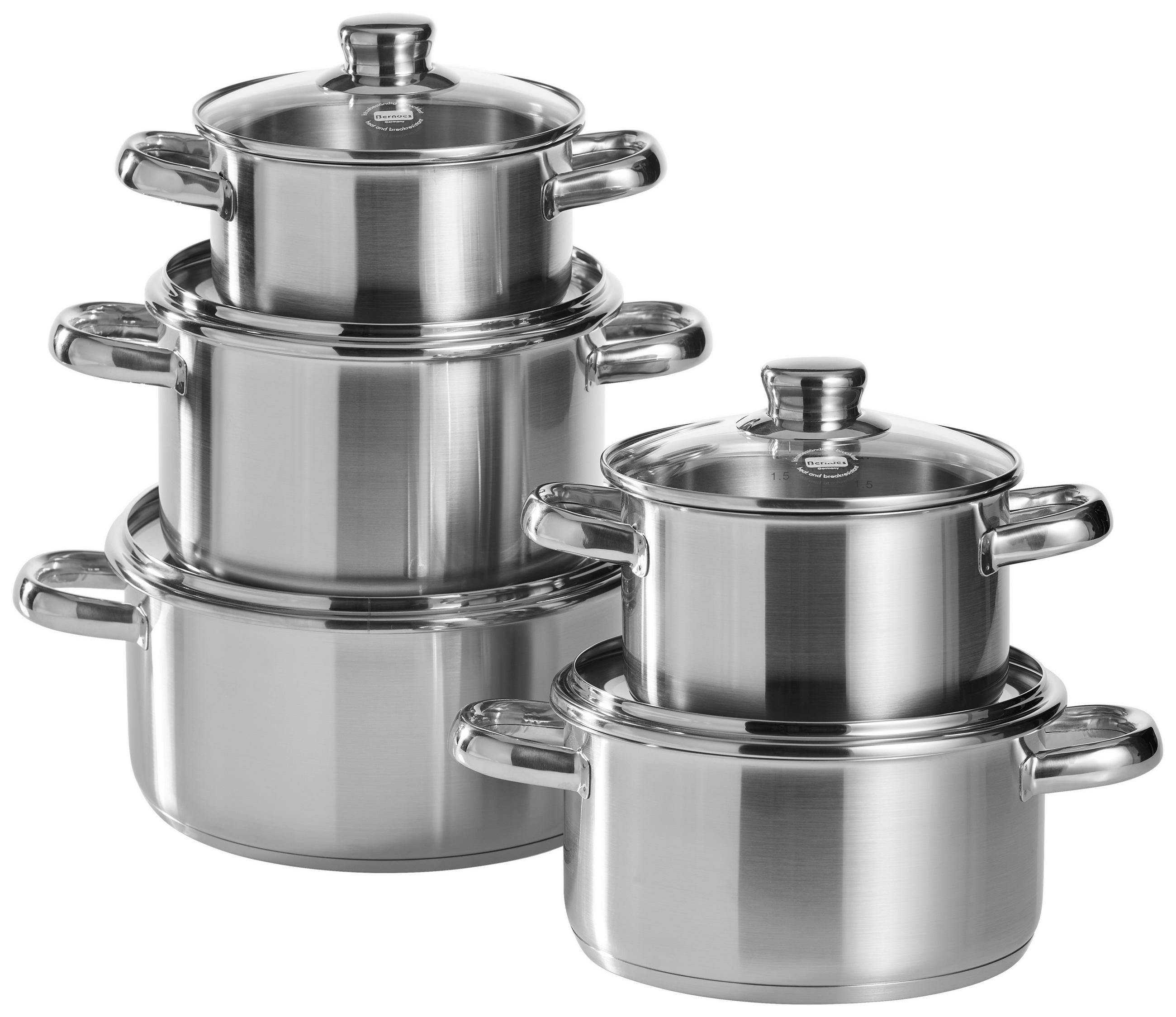 KOCHTOPFSET Arnsberg 5-teilig  - Silberfarben, Basics, Metall (48,5/28,7/24,5cm) - Berndes