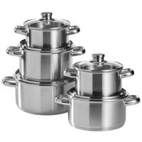 SADA HRNCOV,  5-dielne - strieborná, Basics, kov (48,5/28,7/24,5cm) - Berndes