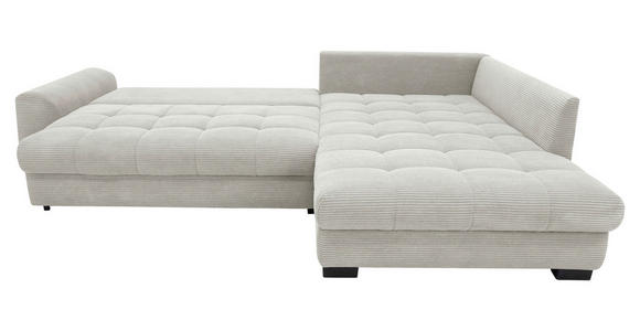 ECKSOFA Elfenbein Cord Rückenkissen, Armlehnenkissen, Bettkasten, Schlaffunktion, Rücken echt, Liegefläche im Originalstoff  - Elfenbein/Schwarz, KONVENTIONELL, Kunststoff/Textil (304/212cm) - Carryhome