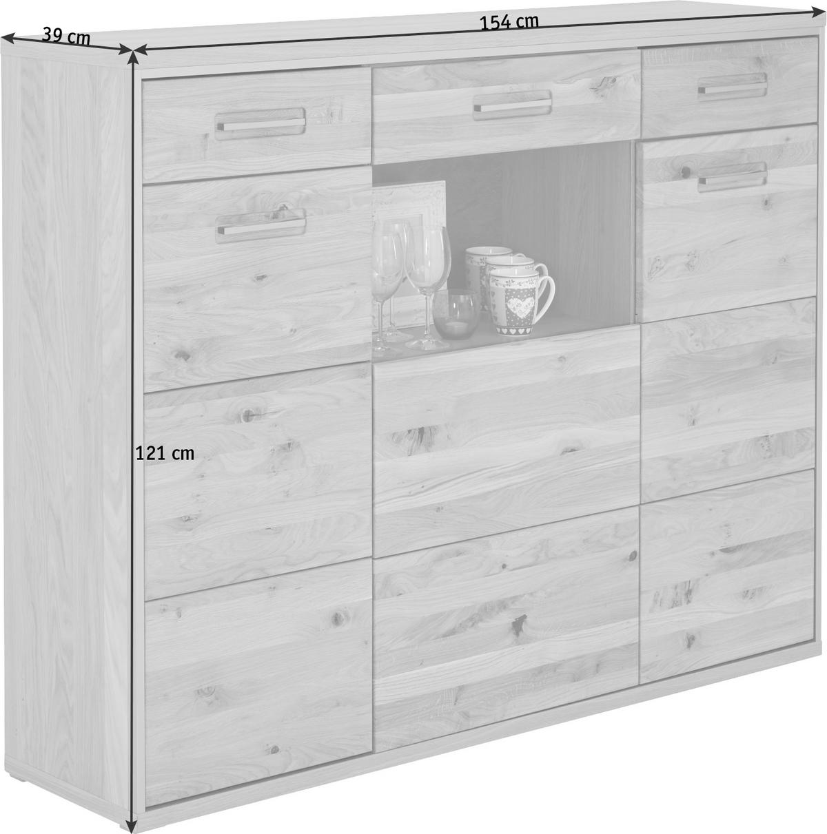 HÖG BYRÅ  i 154/121/39 cm  - stålfärgad/ekfärgad, Klassisk, metall/trä (154/121/39cm) - MID.YOU