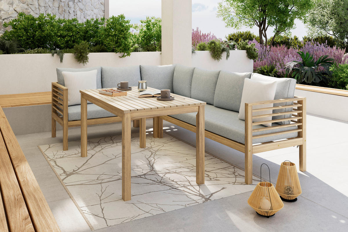 DINING-LOUNGESET 226/173 cm Akazie teilmassiv  - Beige/Akaziefarben, MODERN, Holz (226/173cm) - Ambia Garden