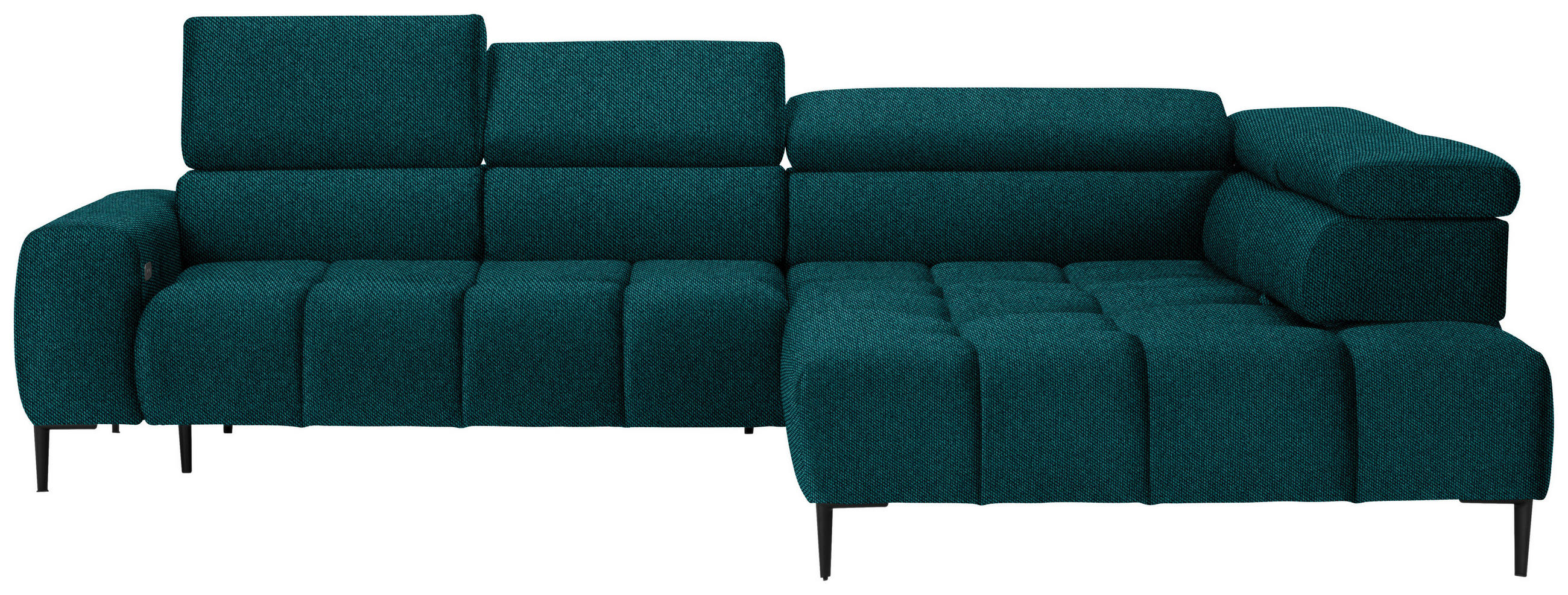 ECKSOFA Petrol Webstoff  - Petrol/Schwarz, Design, Textil/Metall (300/216cm) - Welnova