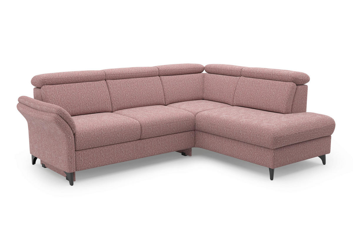 ECKSOFA GLENDALE E Aubergine Chenille  - Aubergine/Schwarz, KONVENTIONELL, Textil/Metall (247/193cm) - Sit & More