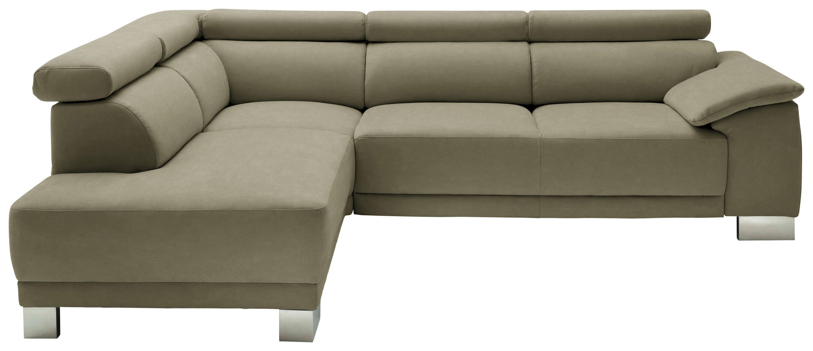 ECKSOFA in Mikrofaser Olivgrün  - Chromfarben/Olivgrün, Design, Holz/Textil (205/270cm) - Pure Home Lifestyle