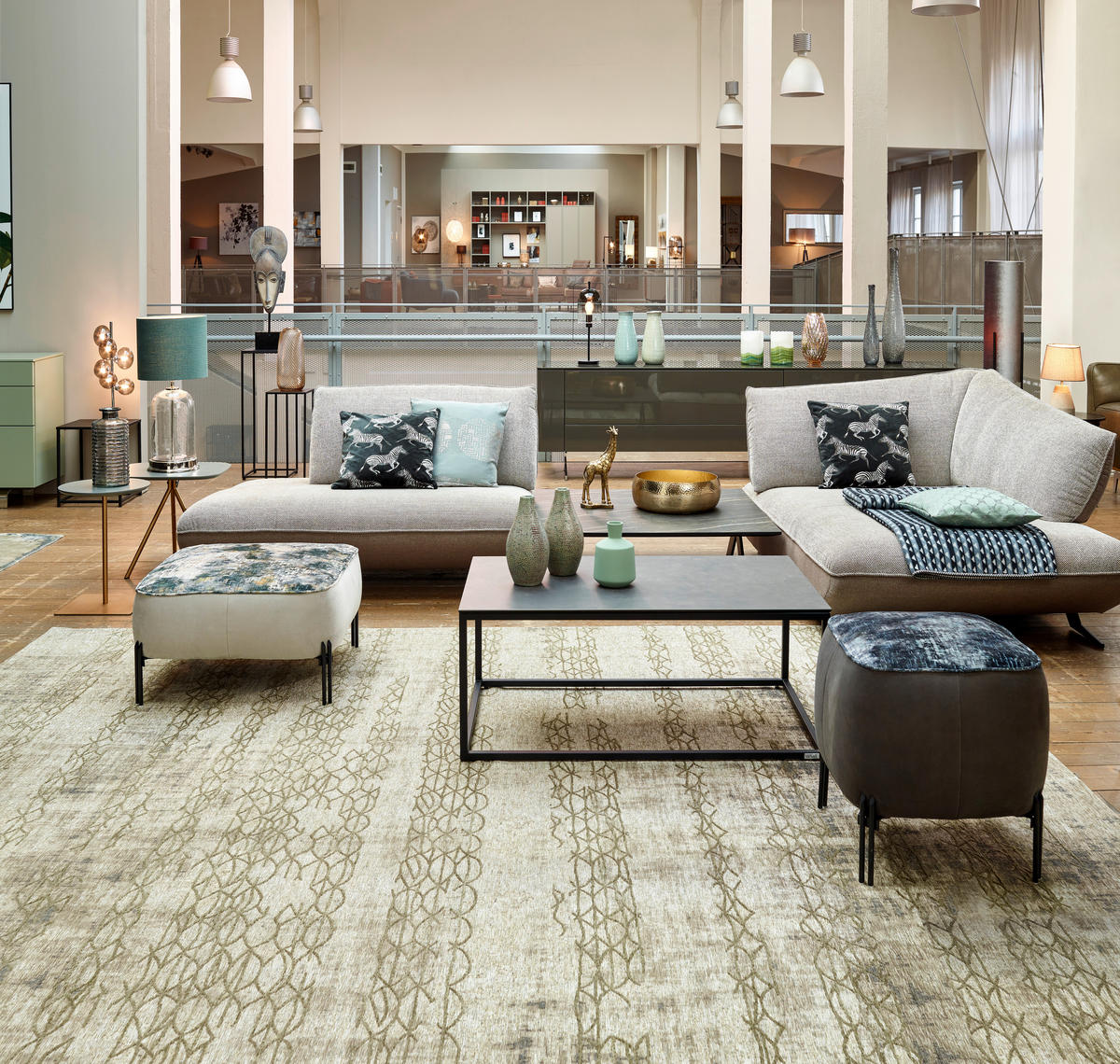 ECKSOFA in Chenille, Struktur Grau, Sandfarben  - Sandfarben/Anthrazit, Design, Textil/Metall (172/265cm) - Joop!