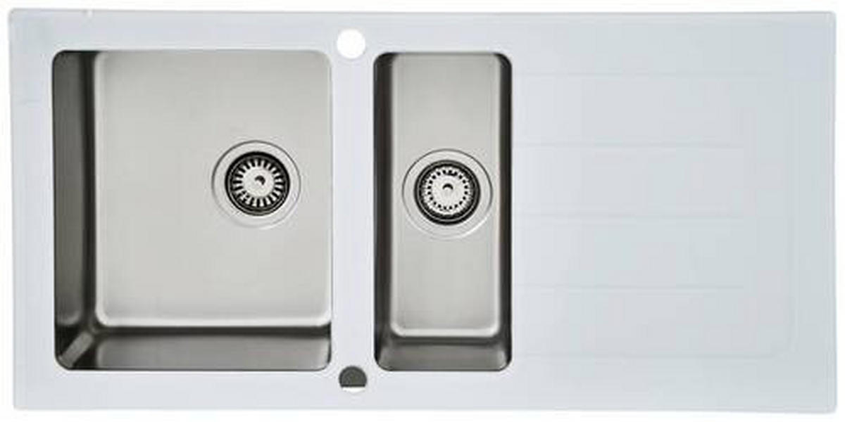 SPÜLE 1720NEWYORK100X50W  - Weiß, Trend, Glas/Metall (100/21/50cm) - Respekta